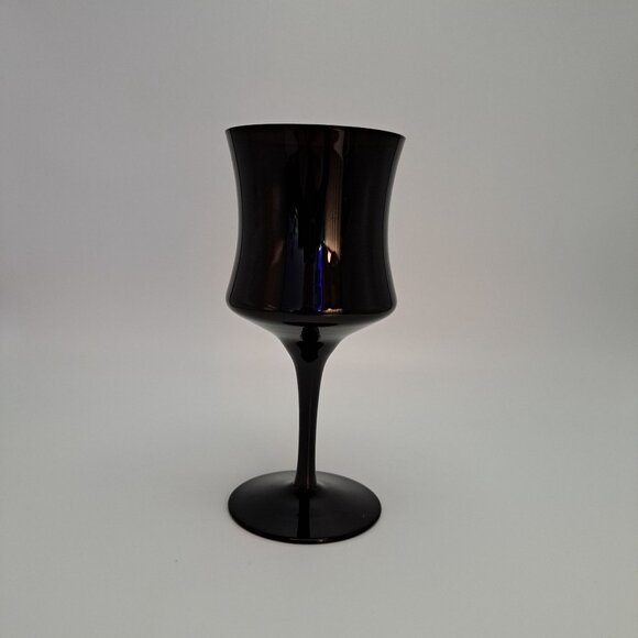 Vintage MCM Black Amethyst Glass Goblet - Picture 2 of 9